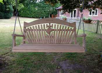 Garden Swing Seat with Dog Carving