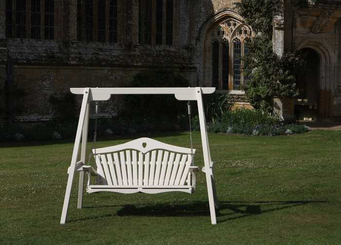 Painted swing seat at Forde Abbey