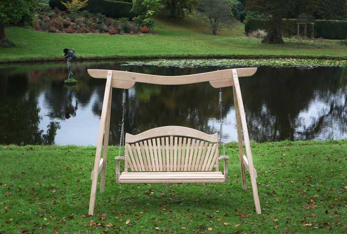 Swing seat in front of lake
