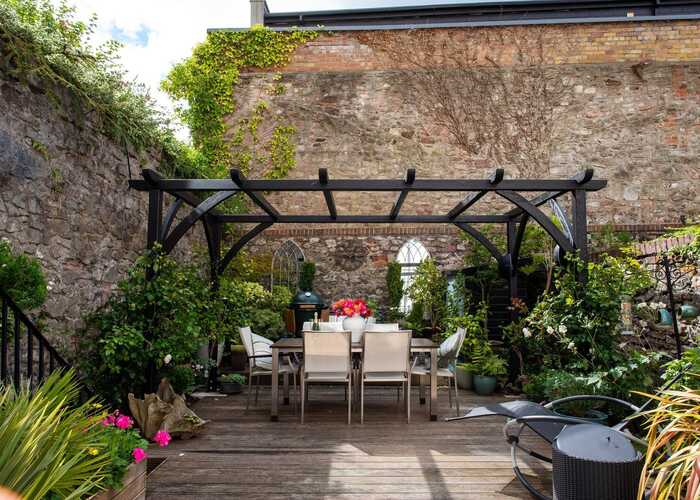 Bespoke designed black pergola