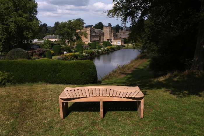 The Swirl Bench overlooking lake