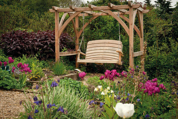 sitting spiritually swing seat and pergola