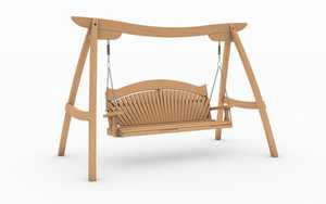 Oak Kyokusen Swing Seat with Fan Back Design