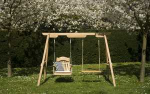 A Frame Garden Swing Seat with swinging chair and rope swing