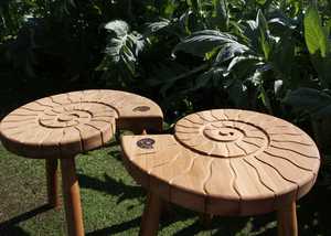 Oak Ammonite garden table 