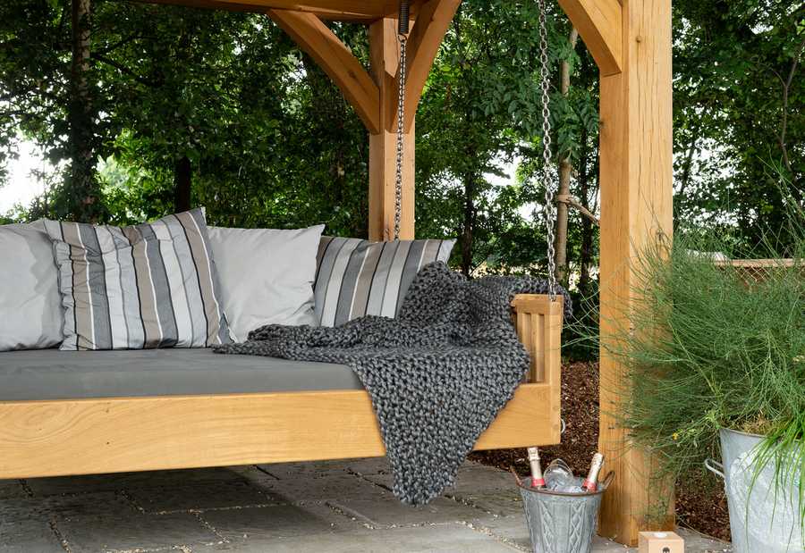 Swinging Day Bed with Cushions