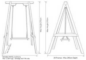 Standard Oak Frame Double Rope Swing Dimensions