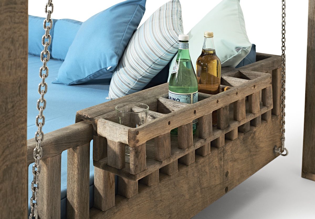 Drinks Holder on Swinging Day Bed Garden Furniture