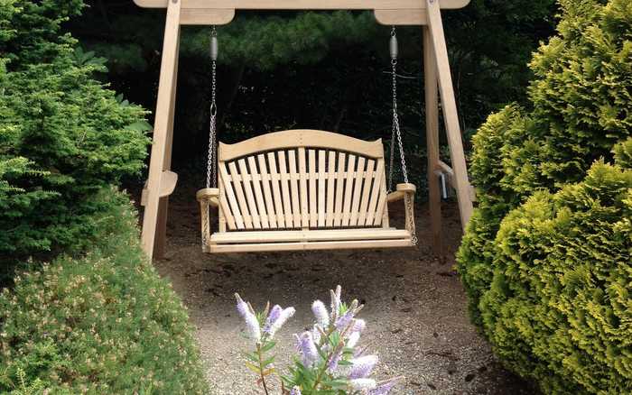 Swing Seat with Fan Back Design at Harold Hilliers Garden