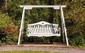 Our swing seat at Burrow Farm Gardens