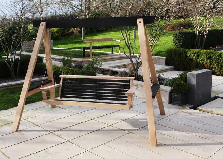 Contemporary Swing Seat with Scorched Oak Design