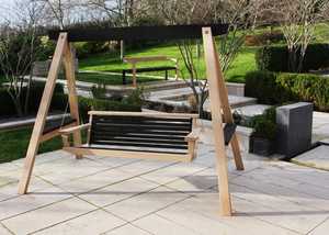 Contemporary Swing Seat with Scorched Oak Design