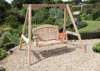 Beautiful swing seat in a garden