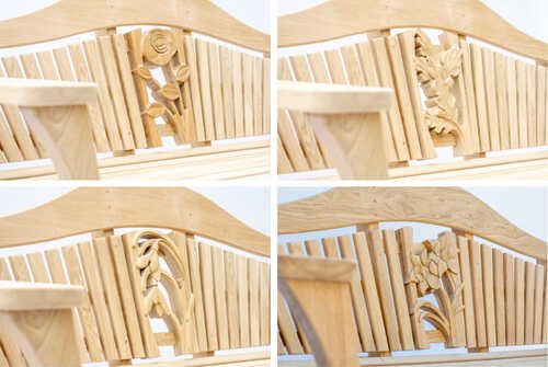 Four Seasonal Carvings in the back of our RHS Four Seasons Bench Four Seasonal Carvings in the back of our RHS Four Seasons Bench