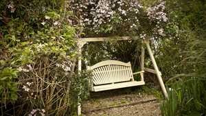 Garden Swing Seat amongst the Clematis