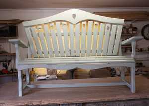 Painted Garden Bench with Heart Back