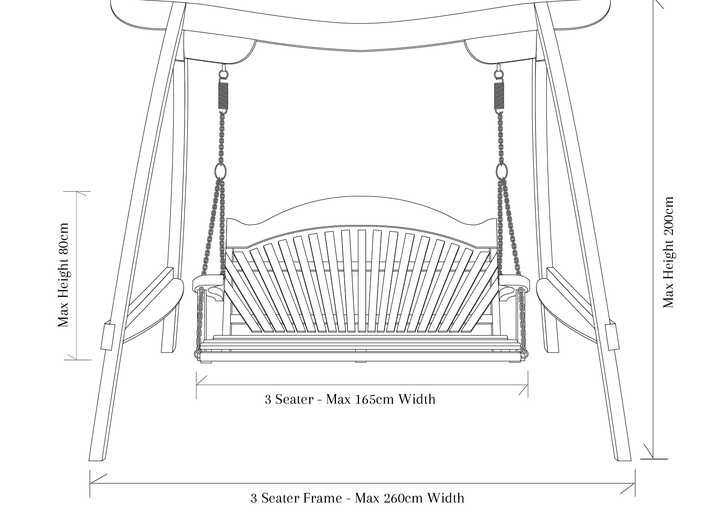 Garden Swing Seat dimensions