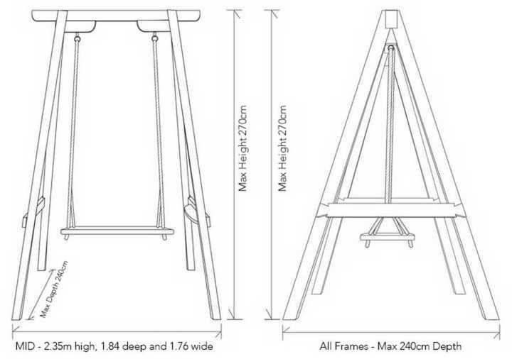 Standard Oak Frame Rope Swing Dimensions
