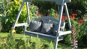 Painted Swing Seat in the Garden