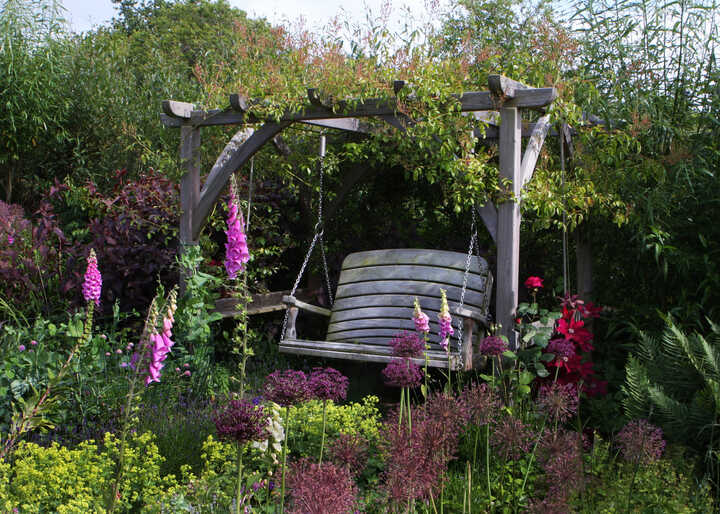 Pergola with Red Clematis
