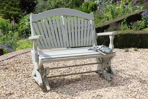 Shaded wooden swing seat for adults