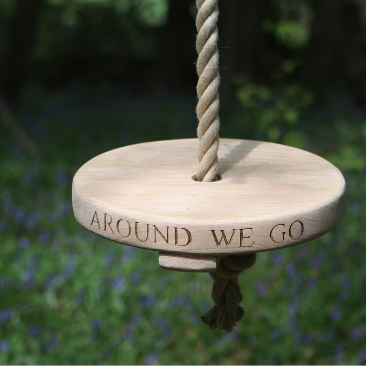 Round Carved Oak Rope Swing Bespoke 