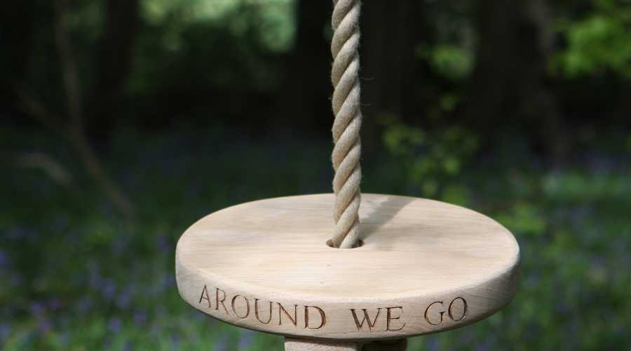 Round Oak Rope Swing with Inscription
