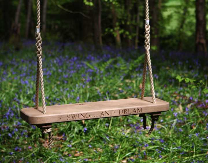 Single Oak Rope Swing with engraving
