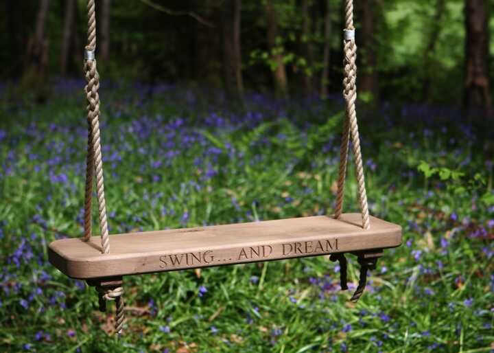 Wooden Rope Swing Carved Single Sitting Spiritually