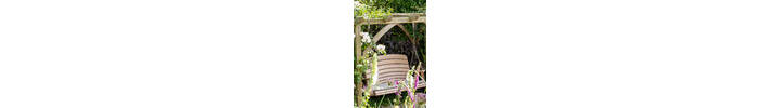 Swing Seat Hanging from Oak Pergola