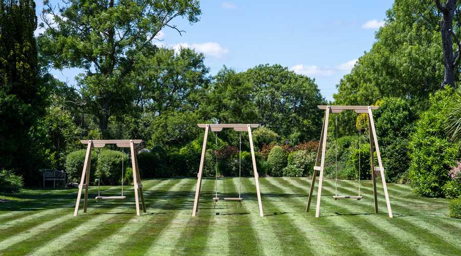Oak Frame with Rope Swing in Garden