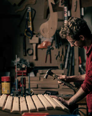 Sitting Spiritually maker in the workshop