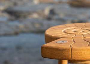 Outdoor Oak Ammonite Table from Sitting Spiritually