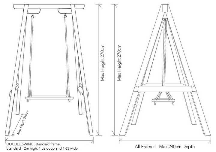 Standard Oak Frame Double Rope Swing Dimensions