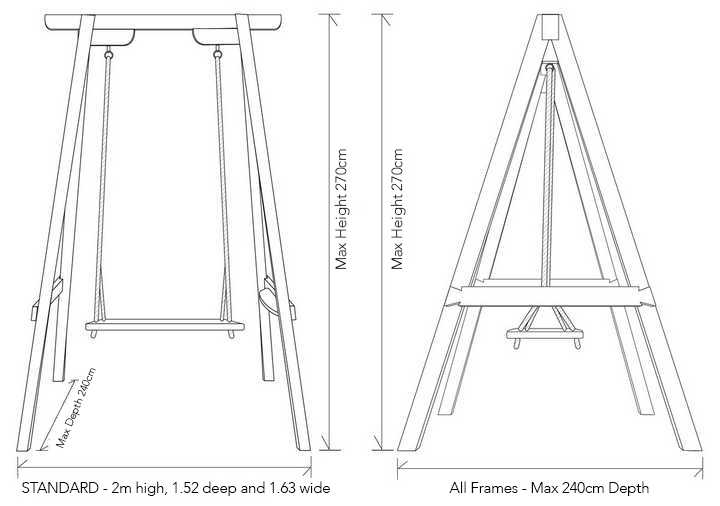 Standard Oak Frame Rope Swing Dimensions