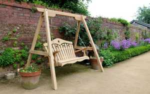 Wooden Swing seat at The Deer Park Hotel