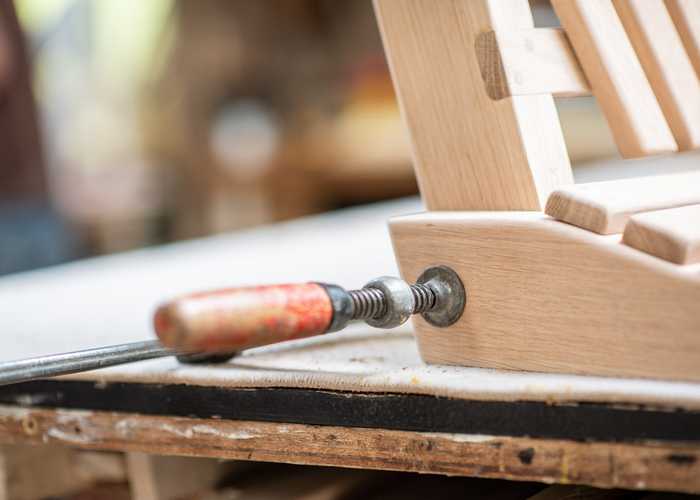 Handcrafted swing seat being made in the workshop