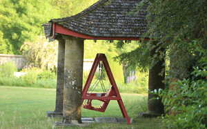 Swing Seat under structure at Forde Abbey Gardens