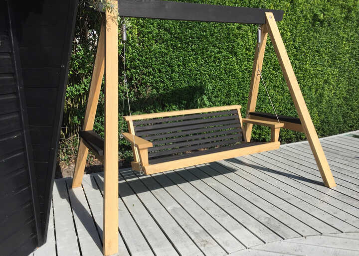 Modern Garden Swing Seat on Decking 