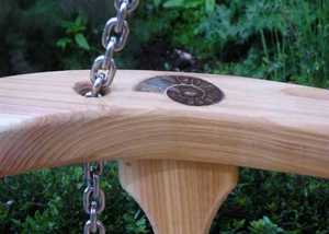 Wooden Swing Seats with Inset Ammonites UK