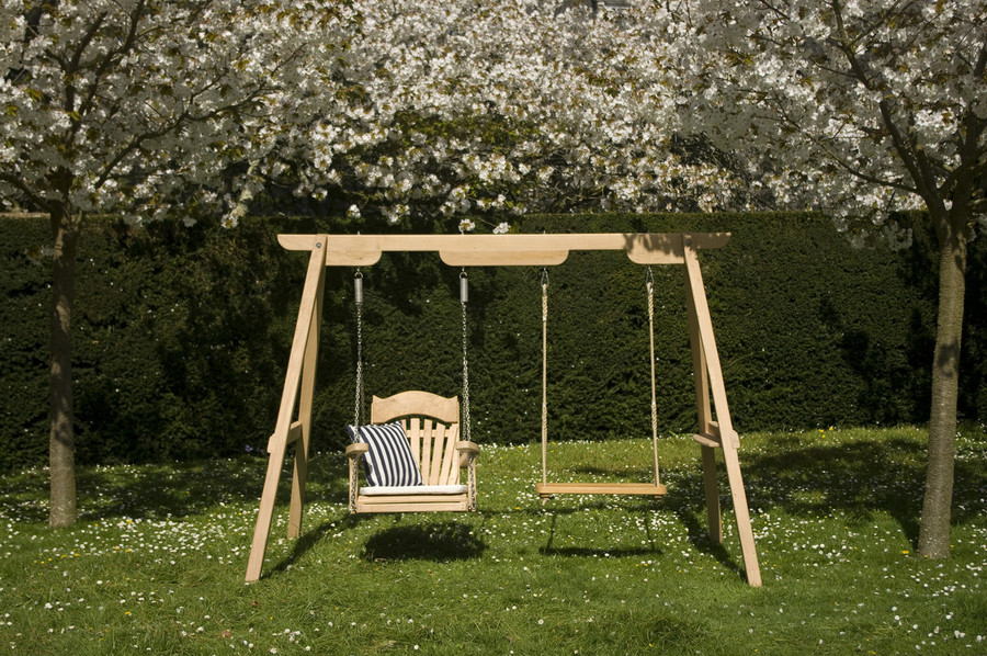 Wooden Garden Swings For Children And Adults Sitting Spiritually